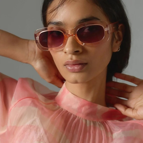 NWT Anthropologie Pink Rectangular Sunglasses - Picture 1 of 4